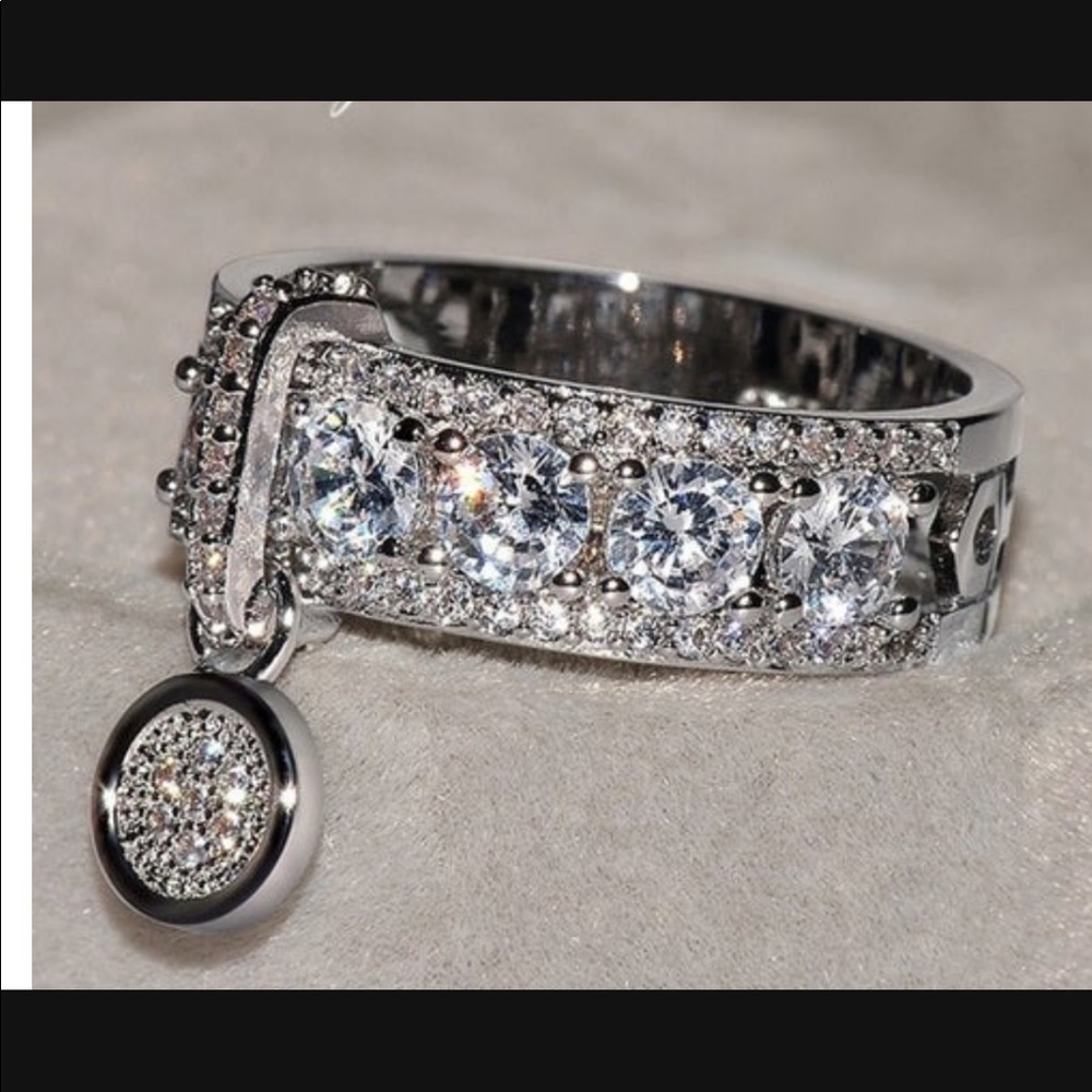 New 14k White gold filled dangle band